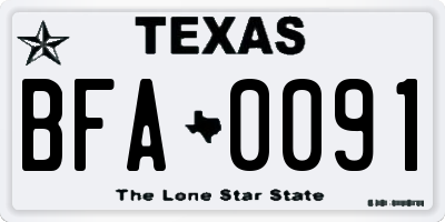TX license plate BFA0091