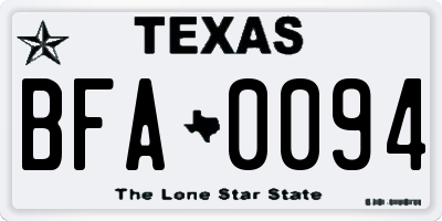 TX license plate BFA0094
