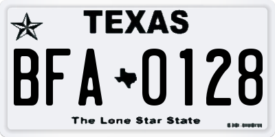 TX license plate BFA0128