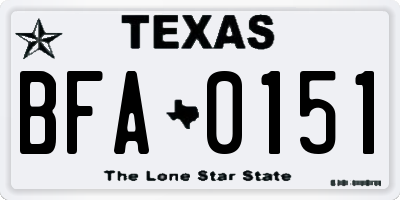 TX license plate BFA0151