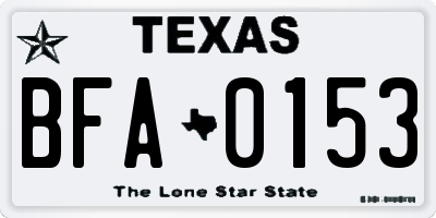 TX license plate BFA0153