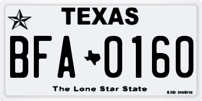 TX license plate BFA0160