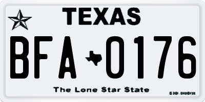 TX license plate BFA0176