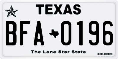 TX license plate BFA0196
