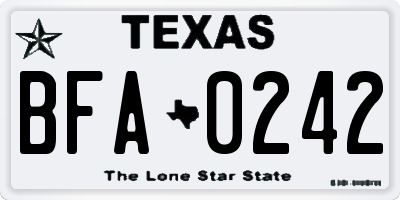 TX license plate BFA0242