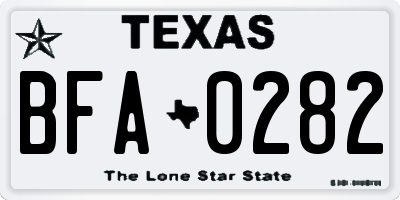 TX license plate BFA0282
