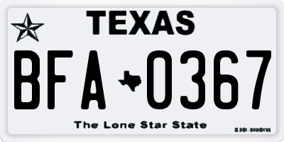 TX license plate BFA0367