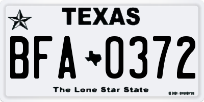 TX license plate BFA0372