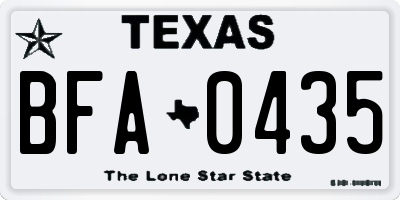 TX license plate BFA0435