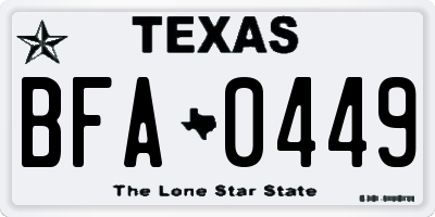 TX license plate BFA0449