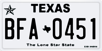TX license plate BFA0451