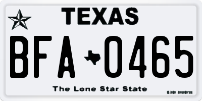 TX license plate BFA0465