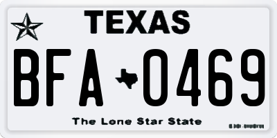 TX license plate BFA0469