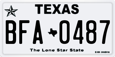 TX license plate BFA0487