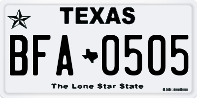 TX license plate BFA0505