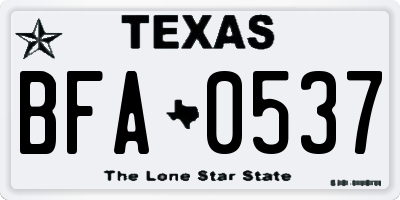TX license plate BFA0537