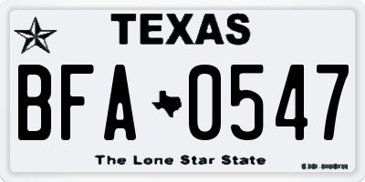 TX license plate BFA0547