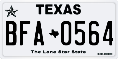 TX license plate BFA0564