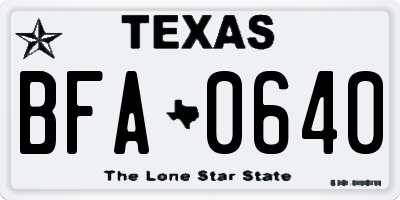 TX license plate BFA0640