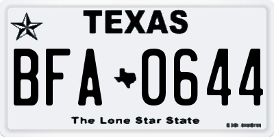 TX license plate BFA0644