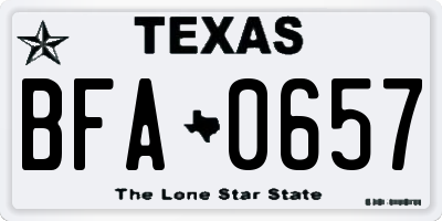 TX license plate BFA0657