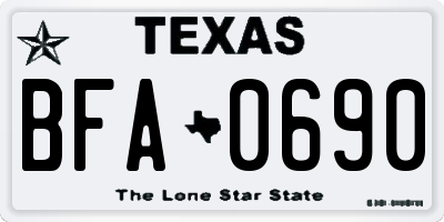 TX license plate BFA0690
