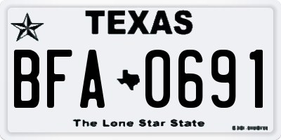 TX license plate BFA0691