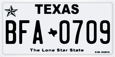 TX license plate BFA0709