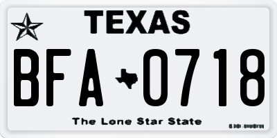 TX license plate BFA0718