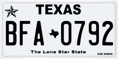 TX license plate BFA0792