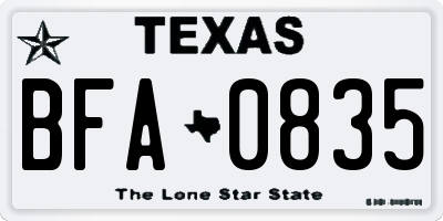 TX license plate BFA0835