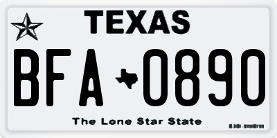 TX license plate BFA0890
