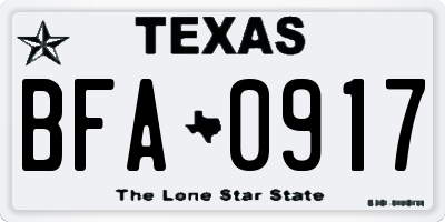 TX license plate BFA0917