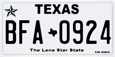 TX license plate BFA0924