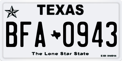 TX license plate BFA0943