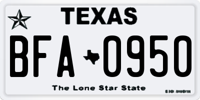 TX license plate BFA0950