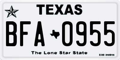 TX license plate BFA0955