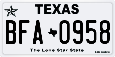 TX license plate BFA0958