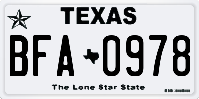 TX license plate BFA0978