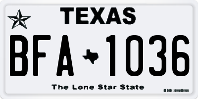 TX license plate BFA1036