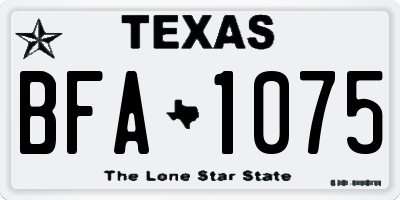 TX license plate BFA1075