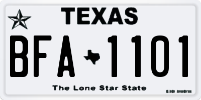 TX license plate BFA1101
