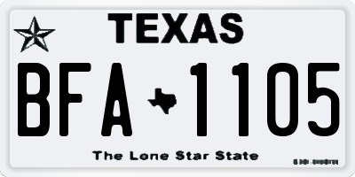 TX license plate BFA1105