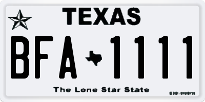 TX license plate BFA1111