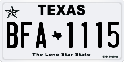 TX license plate BFA1115