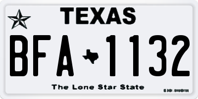 TX license plate BFA1132