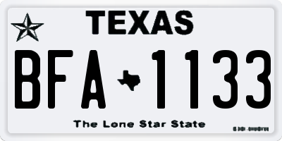 TX license plate BFA1133