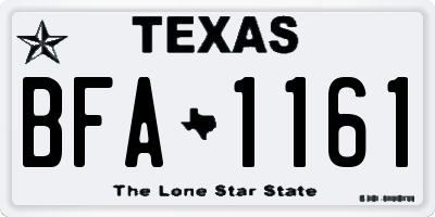 TX license plate BFA1161