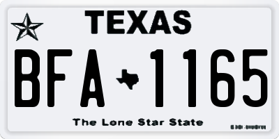 TX license plate BFA1165