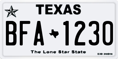 TX license plate BFA1230